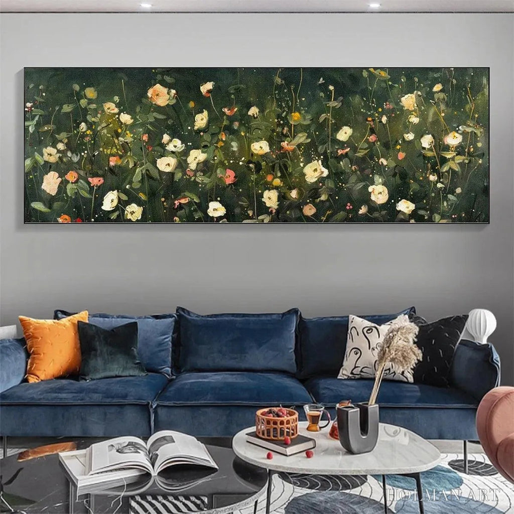 HOLMAN ART Whispering Meadow Panoramic – Wildflower Painting, Panoramic , Dark Floral Decor - image 2