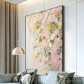 HOLMAN ART Blushing Blooms – Textured Abstract Floral Painting, Pastel Pink and Green , Vertical Canvas, Impasto Decor - image 2