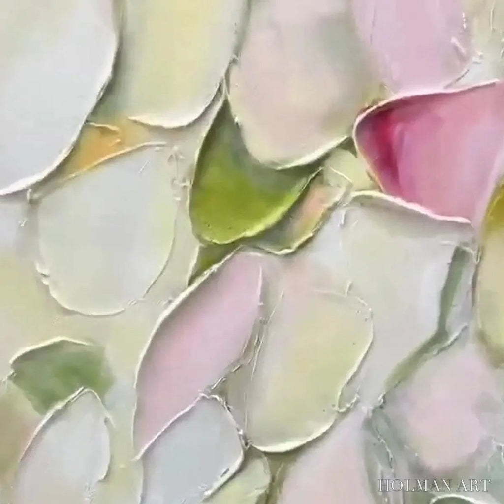 HOLMAN ART Blushing Blooms – Textured Abstract Floral Painting, Pastel Pink and Green , Vertical Canvas, Impasto Decor - image 3