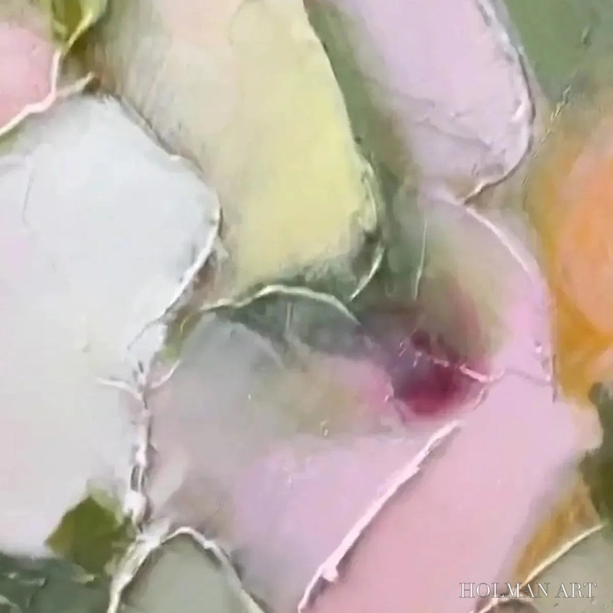 HOLMAN ART Blushing Blooms – Textured Abstract Floral Painting, Pastel Pink and Green , Vertical Canvas, Impasto Decor - image 6