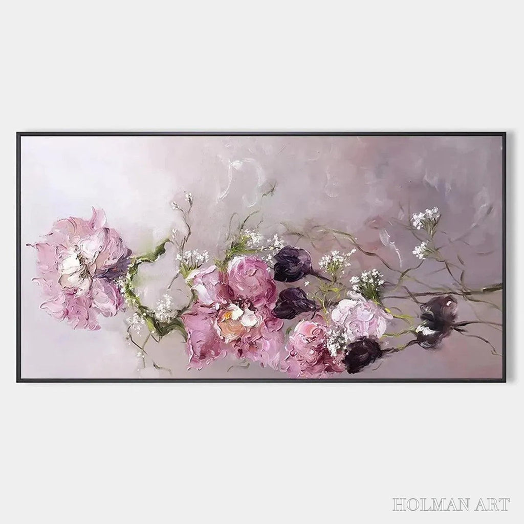 HOLMAN ART Dusk Blossoms – Floral Painting, Panoramic , Romantic Decor - image 1