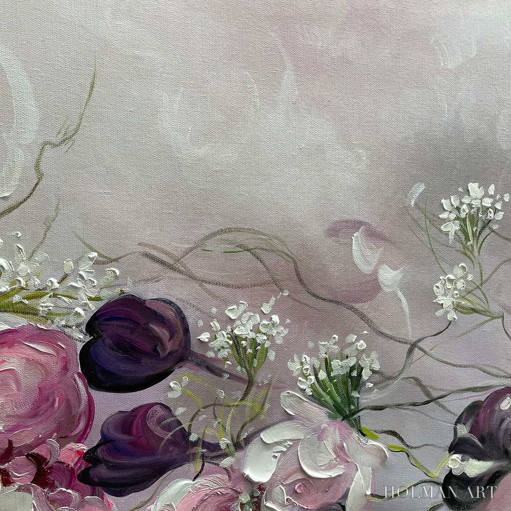 HOLMAN ART Dusk Blossoms – Floral Painting, Panoramic , Romantic Decor - image 3