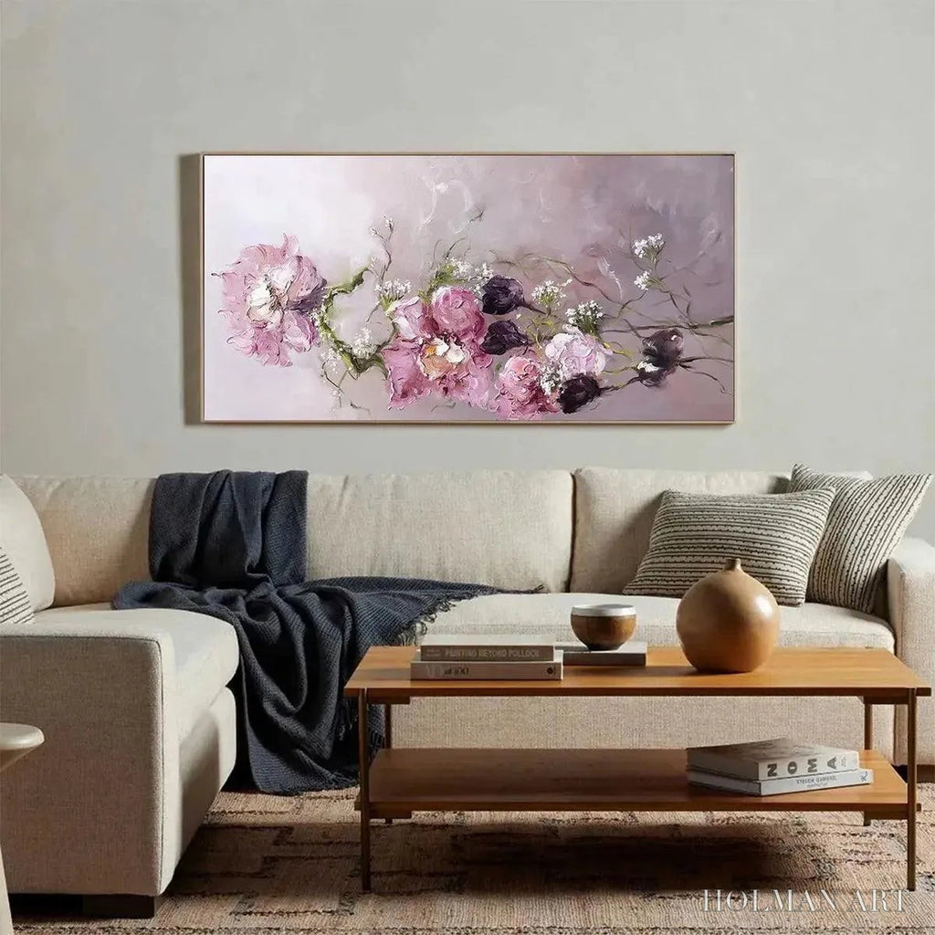 HOLMAN ART Dusk Blossoms – Floral Painting, Panoramic , Romantic Decor - image 4