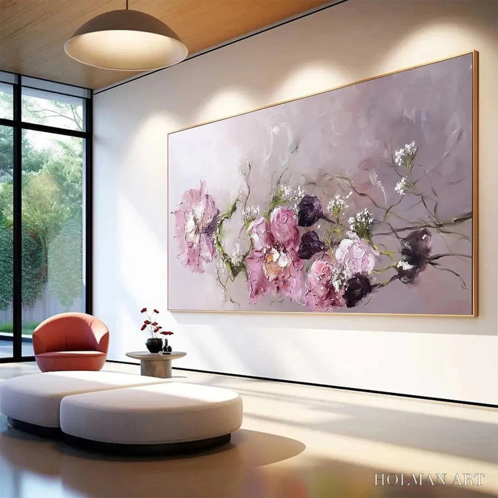 HOLMAN ART Dusk Blossoms – Floral Painting, Panoramic , Romantic Decor - image 5