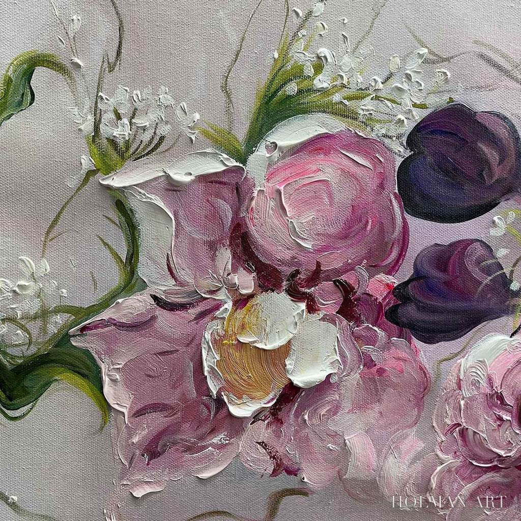 HOLMAN ART Dusk Blossoms – Floral Painting, Panoramic , Romantic Decor - image 6