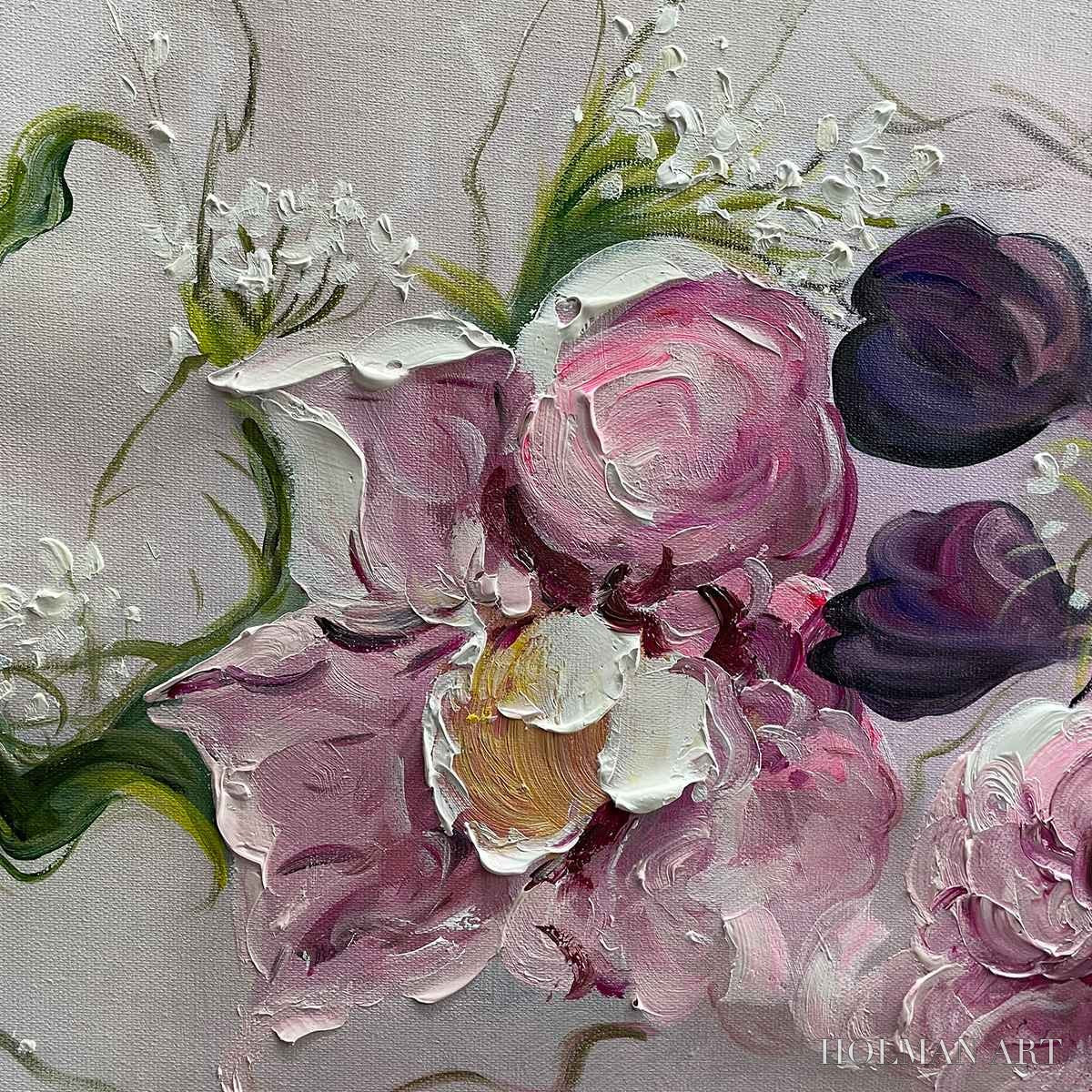 HOLMAN ART Dusk Blossoms – Floral Painting, Panoramic , Romantic Decor - image 6