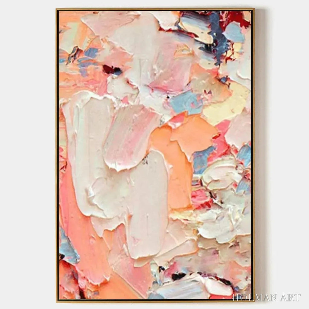 HOLMAN ART Coral Dream – Textured Abstract Painting, Pink and Orange , Vertical Canvas, Impasto Decor - image 1