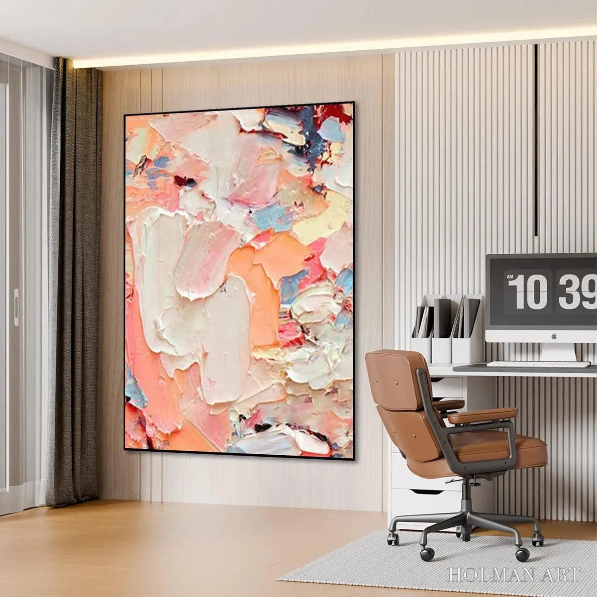 HOLMAN ART Coral Dream – Textured Abstract Painting, Pink and Orange , Vertical Canvas, Impasto Decor - image 6