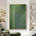 HOLMAN ART Tropical Serenity – Minimalist Botanical Painting, Green Leaf , Vertical Canvas - image 2