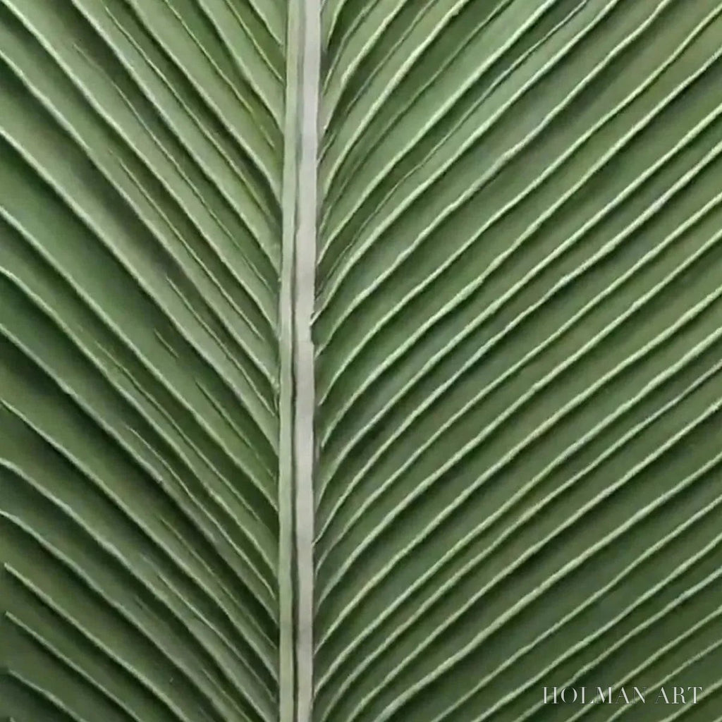 HOLMAN ART Tropical Serenity – Minimalist Botanical Painting, Green Leaf , Vertical Canvas - image 3