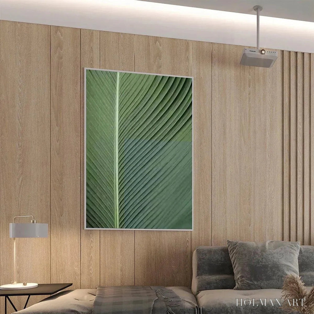 HOLMAN ART Tropical Serenity – Minimalist Botanical Painting, Green Leaf , Vertical Canvas - image 4