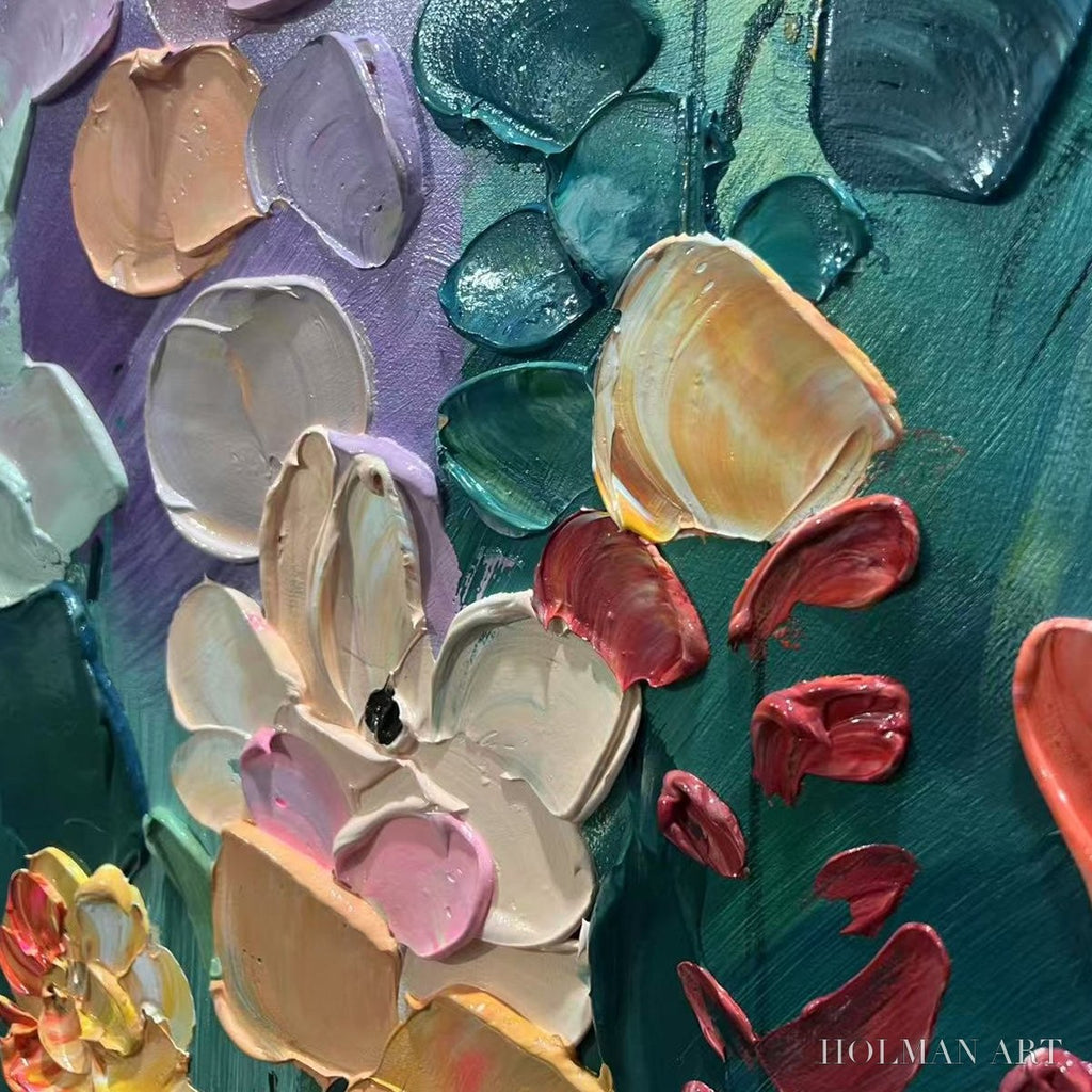 HOLMAN ART Blooming Meadow – Textured Floral Painting, Colorful Wildflower , Vertical Canvas, Impasto Decor - image 3