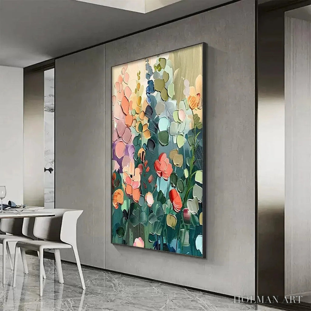 HOLMAN ART Blooming Meadow – Textured Floral Painting, Colorful Wildflower , Vertical Canvas, Impasto Decor - image 5
