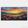 HOLMAN ART Sunset Serenade – Textured Floral Landscape Painting, Impasto , Horizontal Canvas, Sunset Decor - image 1