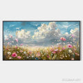 HOLMAN ART Cosmos Field – Textured Floral Landscape Painting, Impasto , Horizontal Canvas, Wildflower Decor - image 1