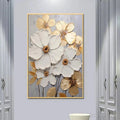 HOLMAN ART Golden Whispers – Textured Floral Painting, Gold and White , Vertical Canvas, Impasto Decor - image 2