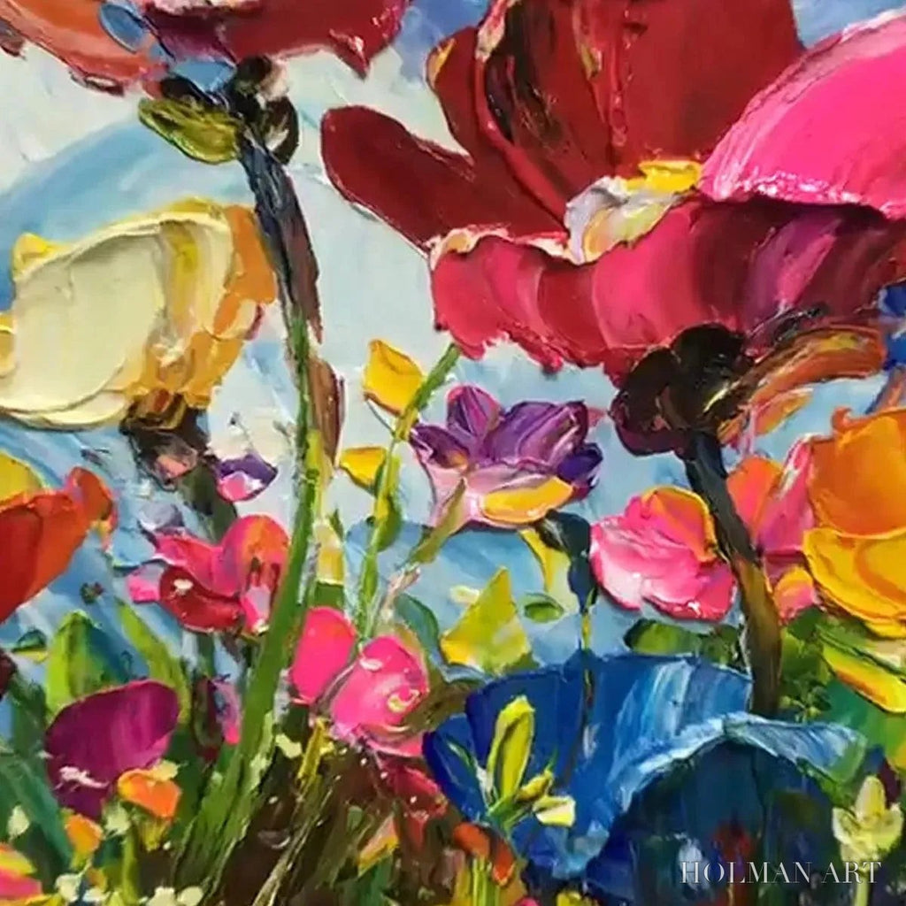 HOLMAN ART Field of Dreams – Textured Floral Painting, Impasto , Horizontal Canvas, Wildflower Decor - image 3