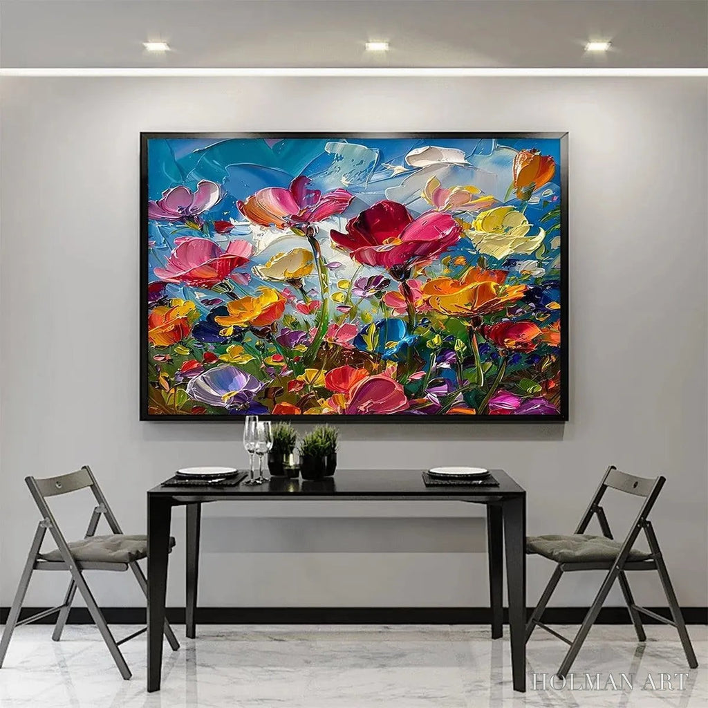 HOLMAN ART Field of Dreams – Textured Floral Painting, Impasto , Horizontal Canvas, Wildflower Decor - image 4