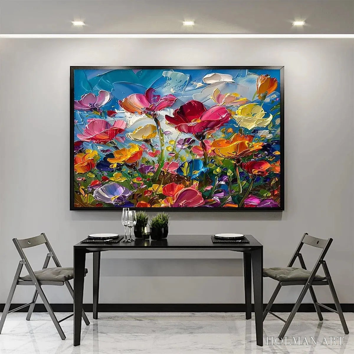 HOLMAN ART Field of Dreams – Textured Floral Painting, Impasto , Horizontal Canvas, Wildflower Decor - image 4