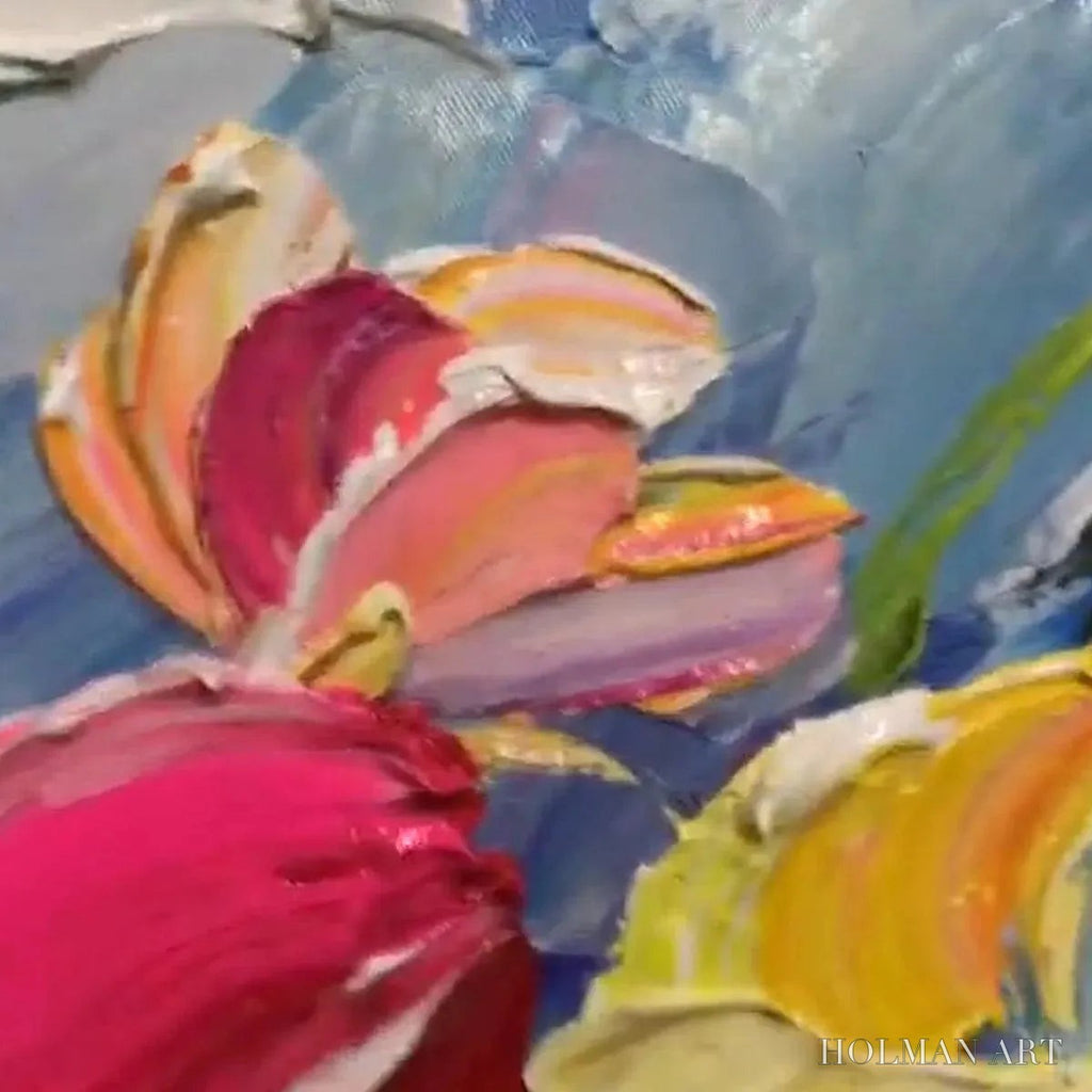 HOLMAN ART Field of Dreams – Textured Floral Painting, Impasto , Horizontal Canvas, Wildflower Decor - image 5