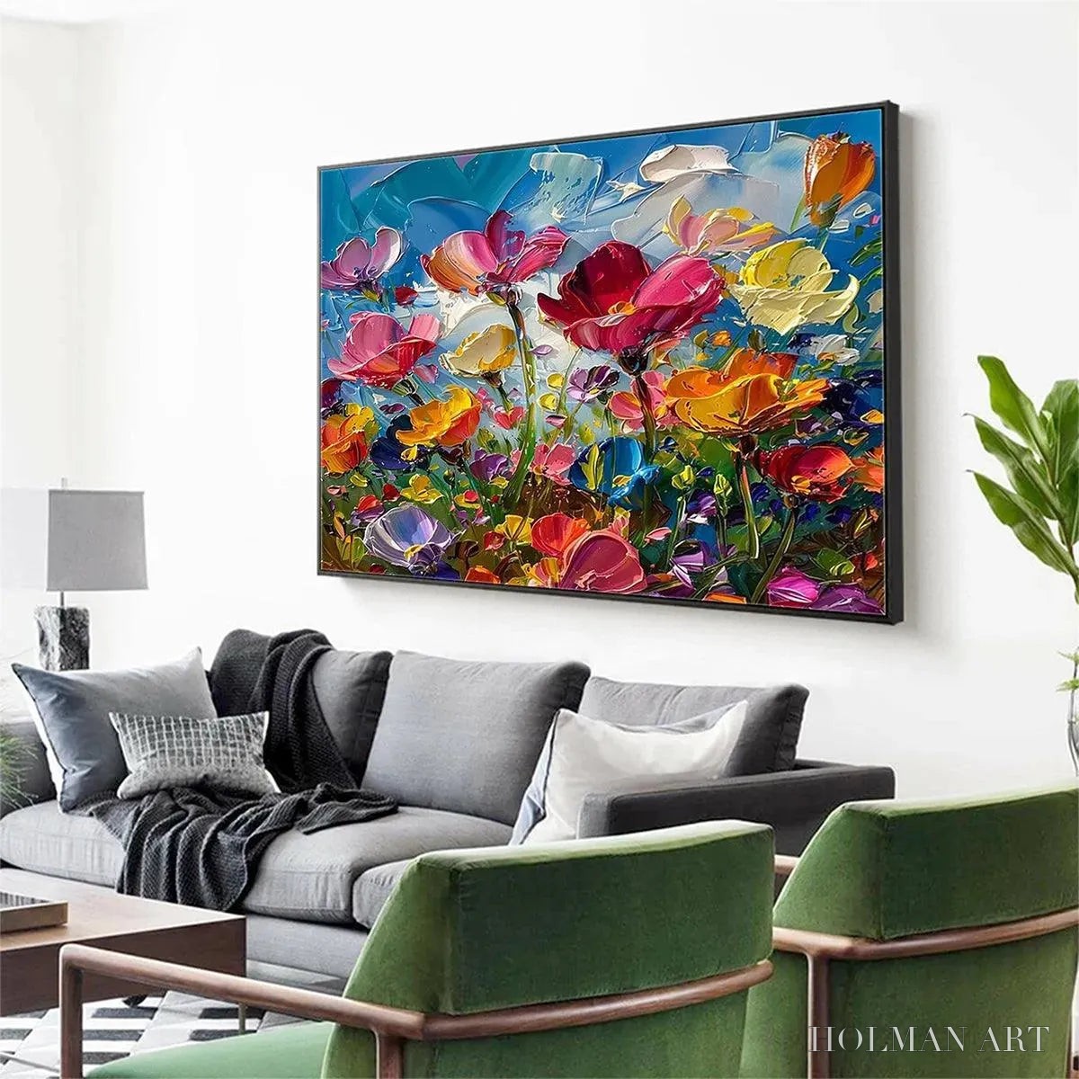HOLMAN ART Field of Dreams – Textured Floral Painting, Impasto , Horizontal Canvas, Wildflower Decor - image 6