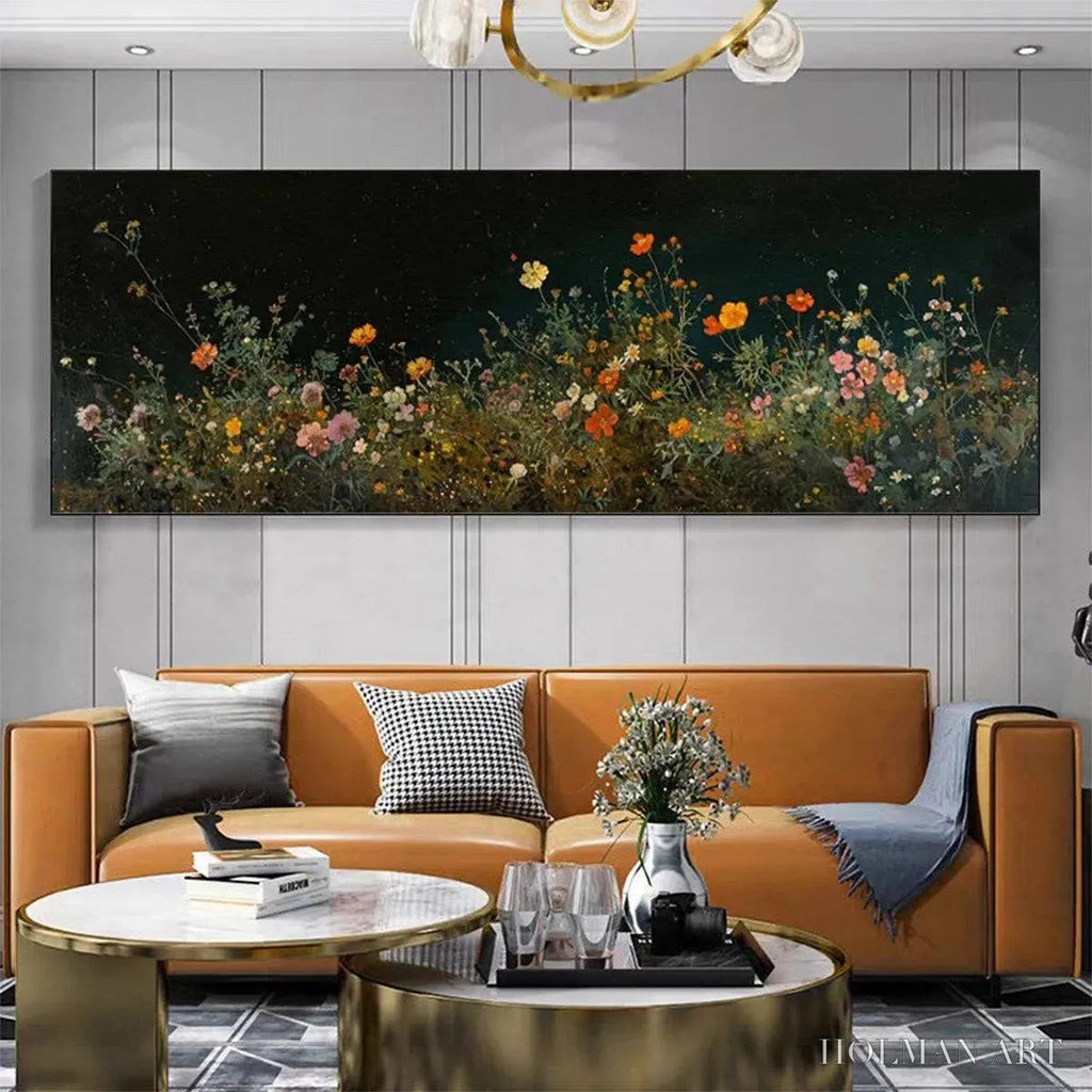 HOLMAN ART Night Garden Panoramic – Wildflower Painting, Panoramic , Dark Floral Decor - image 2