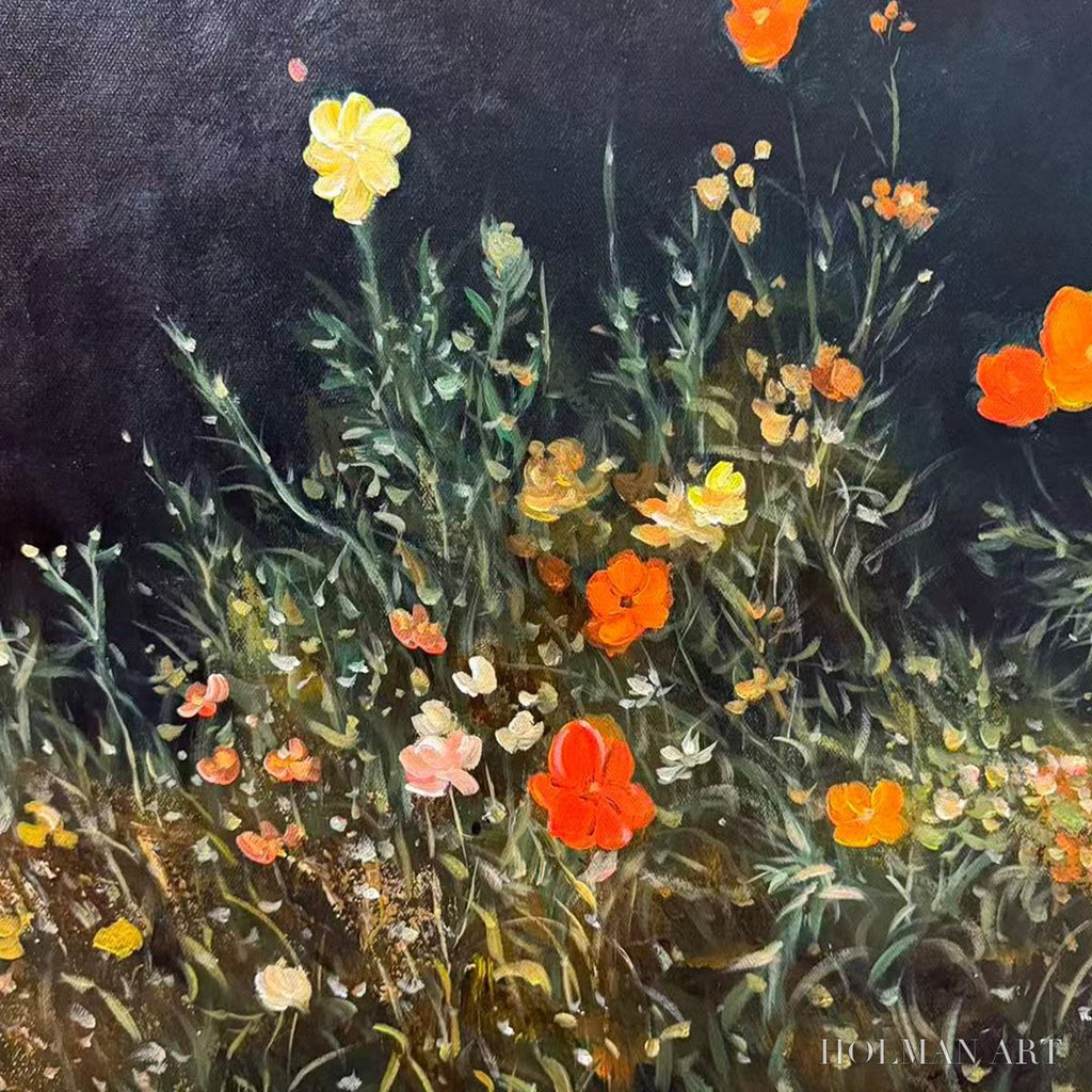 HOLMAN ART Night Garden Panoramic – Wildflower Painting, Panoramic , Dark Floral Decor - image 5