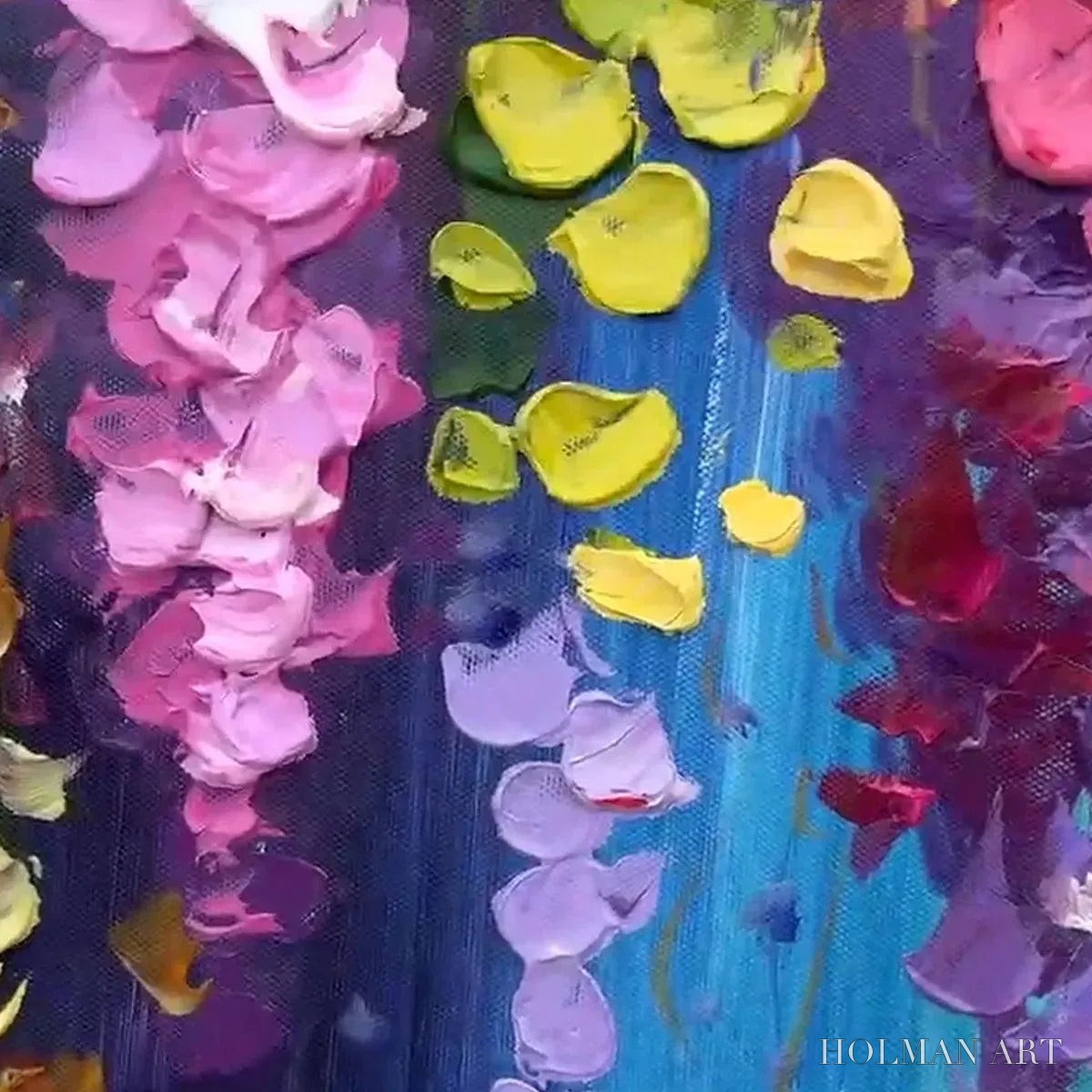 HOLMAN ART Wisteria Waterfall – Textured Floral Painting, Colorful Wisteria , Panoramic Canvas, Impressionist Decor - image 6