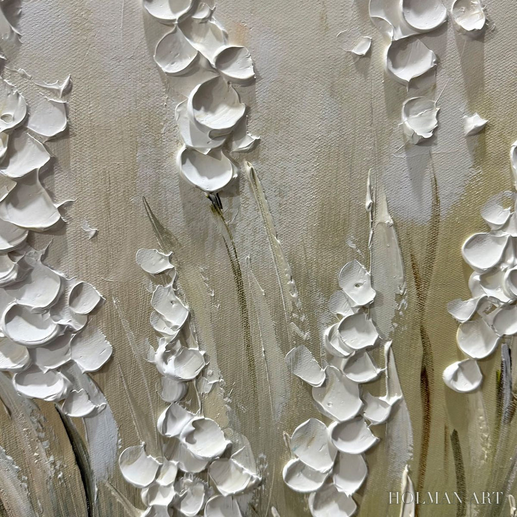 HOLMAN ART Whispering Fields – Textured White Floral Painting, 3D Flower , Panoramic Canvas, Serene Decor - image 3