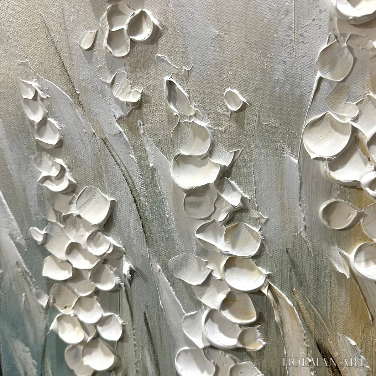 HOLMAN ART Whispering Fields – Textured White Floral Painting, 3D Flower , Panoramic Canvas, Serene Decor - image 5