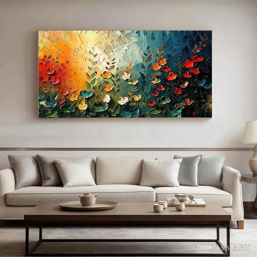 HOLMAN ART Wildflower Meadow – Textured Abstract Floral Painting, Colorful Wildflower , Panoramic Canvas, Modern Decor - image 5