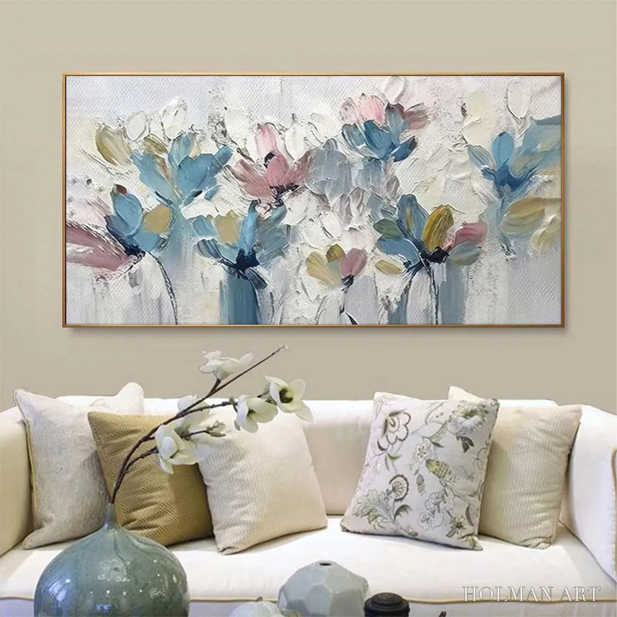 HOLMAN ART Pastel Dream – Textured Floral Painting, Pastel Flower , Panoramic Canvas, Impressionist Decor - image 6