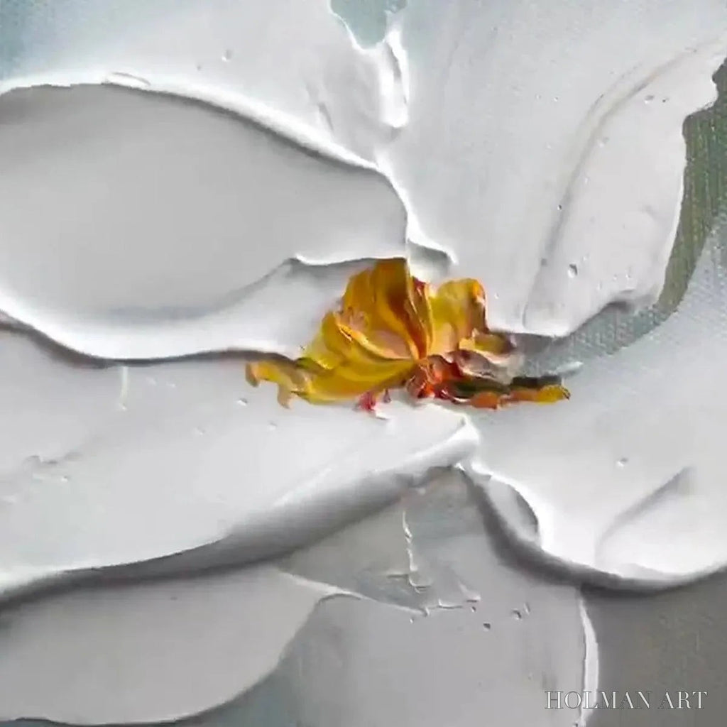 HOLMAN ART White Magnolia Blossoms – Textured Floral Painting, White Flower , Panoramic Canvas, Impressionist Decor - image 6