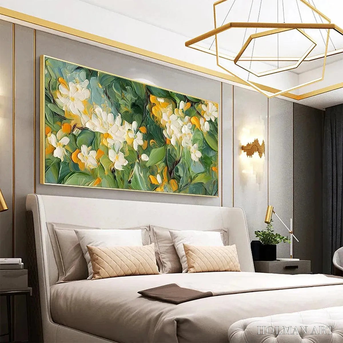 HOLMAN ART Orange Blossom – Textured Floral Painting, White Flowers , Panoramic Canvas, Impressionist Decor - image 6