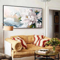 HOLMAN ART White Peony Dream – Textured Peony Painting, Impasto Floral , Panoramic Canvas, Romantic Decor - image 2