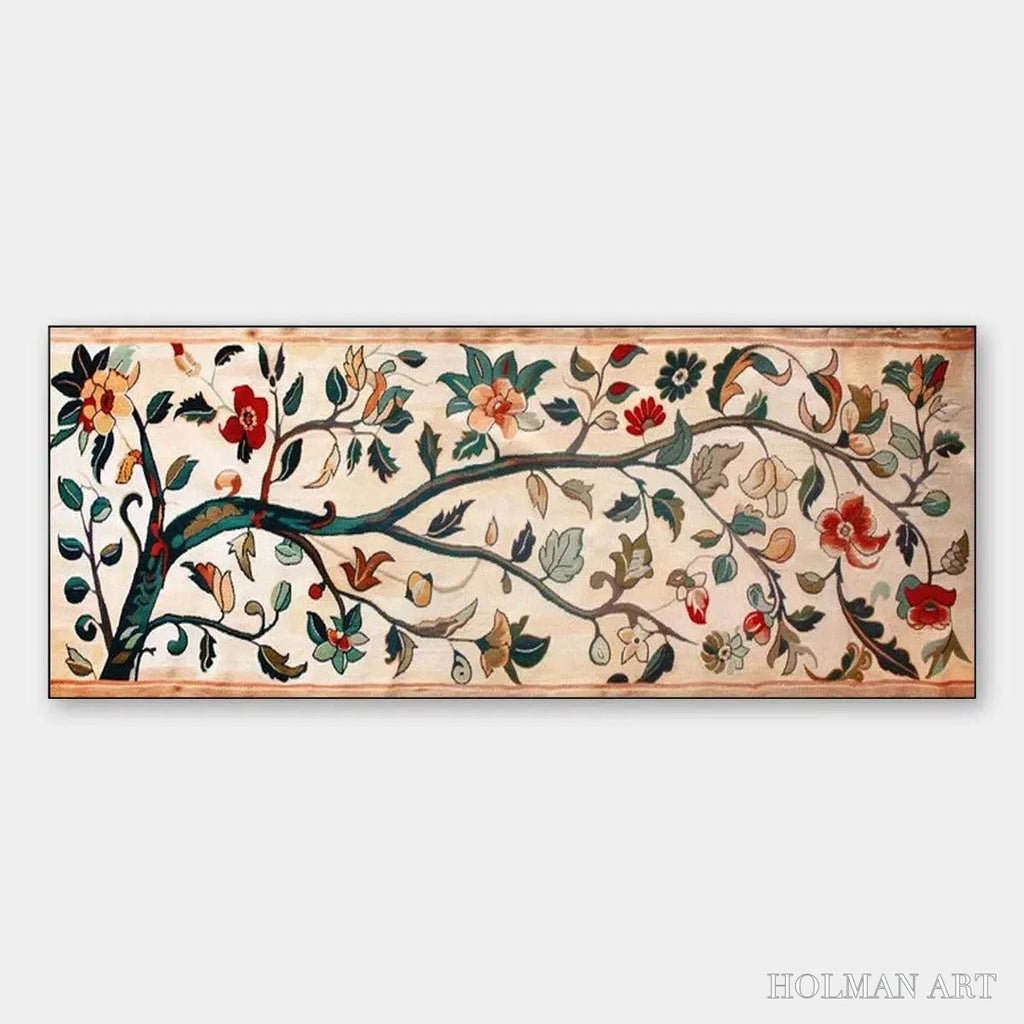 HOLMAN ART Flowering Branch Tapestry Panoramic – Floral Tapestry Painting, Panoramic - image 1