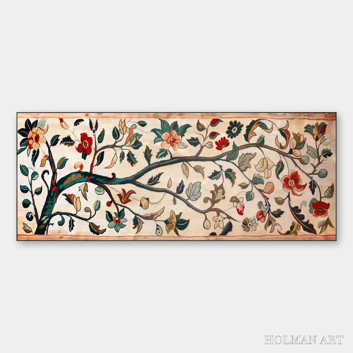 HOLMAN ART Flowering Branch Tapestry Panoramic – Floral Tapestry Painting, Panoramic - image 1