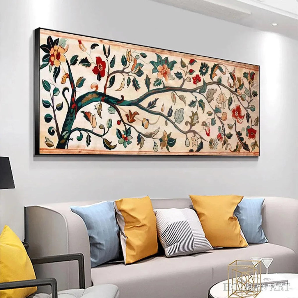 HOLMAN ART Flowering Branch Tapestry Panoramic – Floral Tapestry Painting, Panoramic - image 4