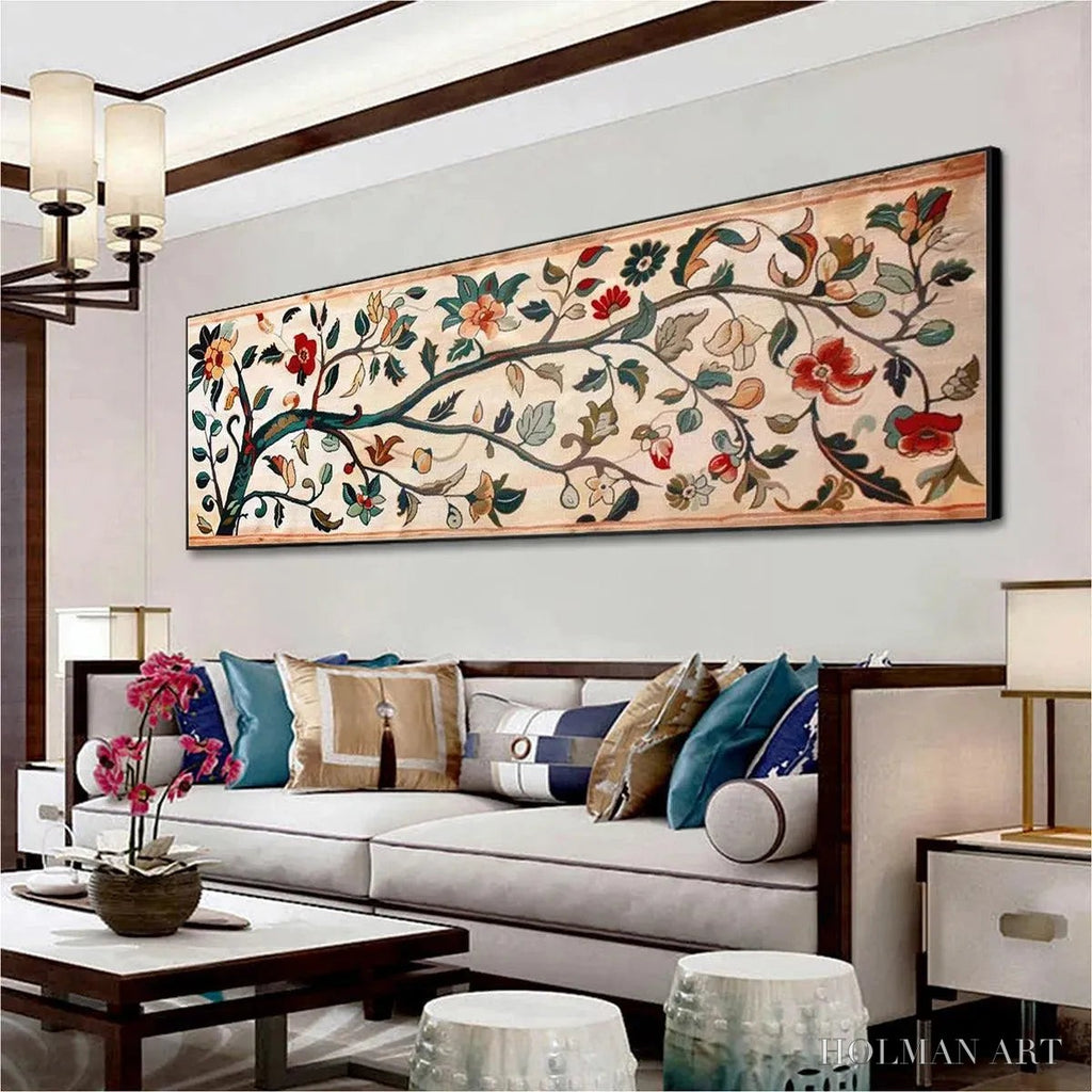 HOLMAN ART Flowering Branch Tapestry Panoramic – Floral Tapestry Painting, Panoramic - image 5