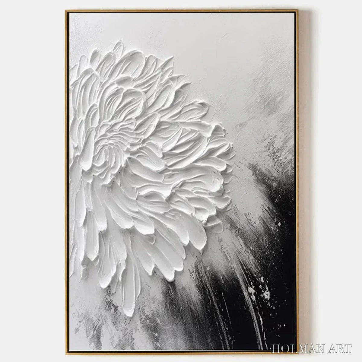 HOLMAN ART White Textured Bloom – 3D Floral Impasto Painting, Vertical - image 1