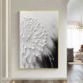 HOLMAN ART White Textured Bloom – 3D Floral Impasto Painting, Vertical - image 2
