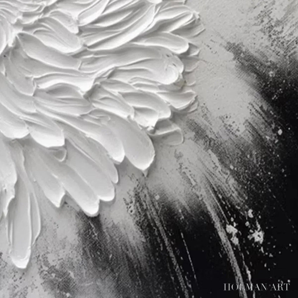 HOLMAN ART White Textured Bloom – 3D Floral Impasto Painting, Vertical - image 3