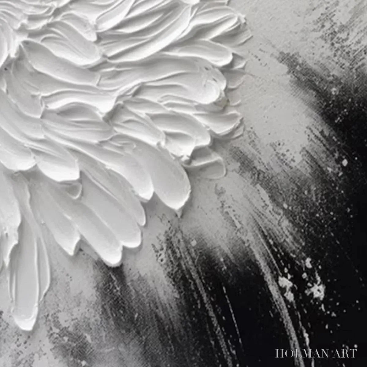 HOLMAN ART White Textured Bloom – 3D Floral Impasto Painting, Vertical - image 3
