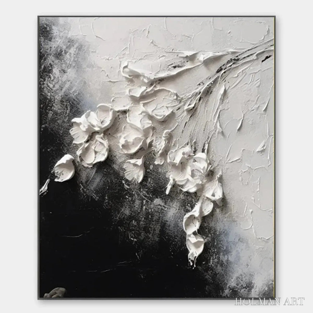 HOLMAN ART White Floral Impasto – Textured Floral Painting, Square - image 1