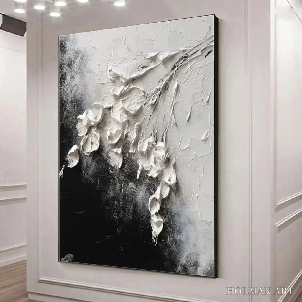 HOLMAN ART White Floral Impasto – Textured Floral Painting, Square - image 4