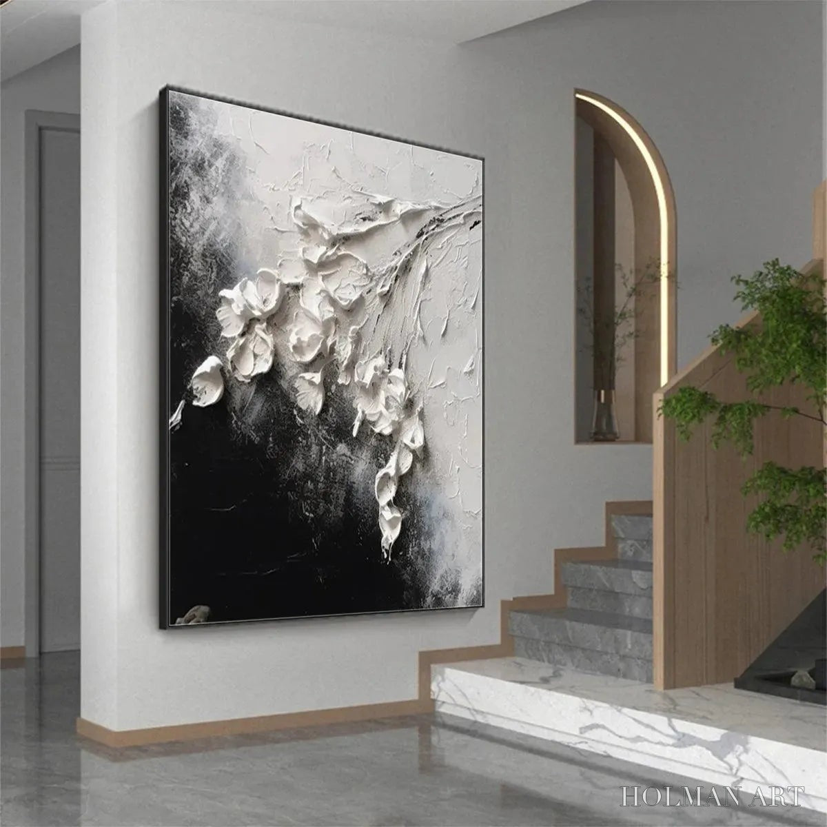 HOLMAN ART White Floral Impasto – Textured Floral Painting, Square - image 6