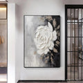HOLMAN ART Textured White Rose – 3D Floral Impasto Painting, Square - image 2