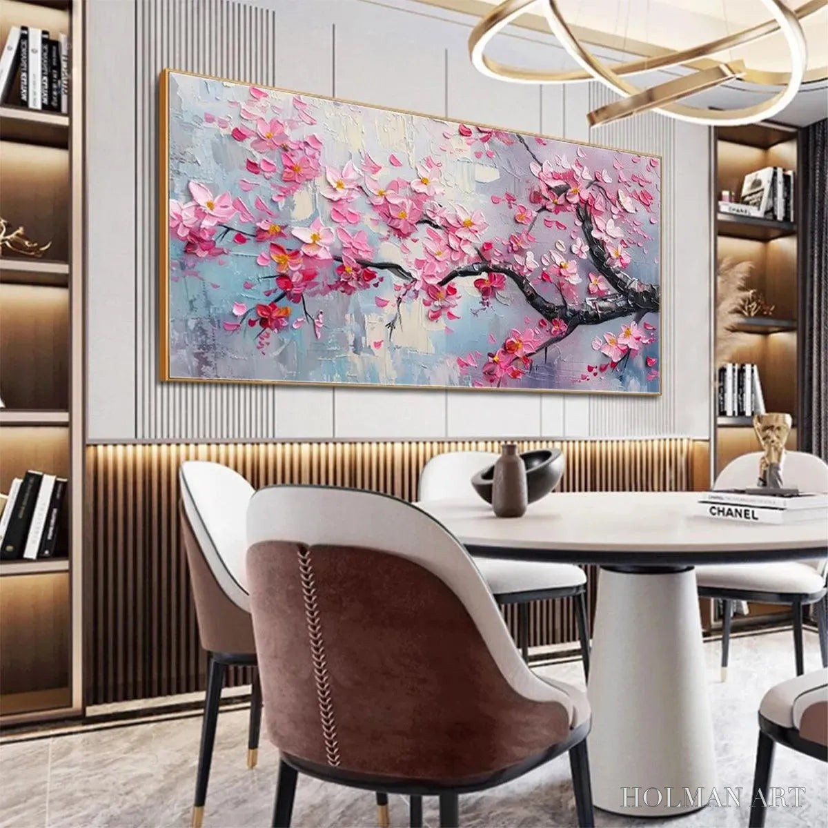 HOLMAN ART Springtime Serenade – Textured Cherry Blossom Painting, Horizontal - image 4