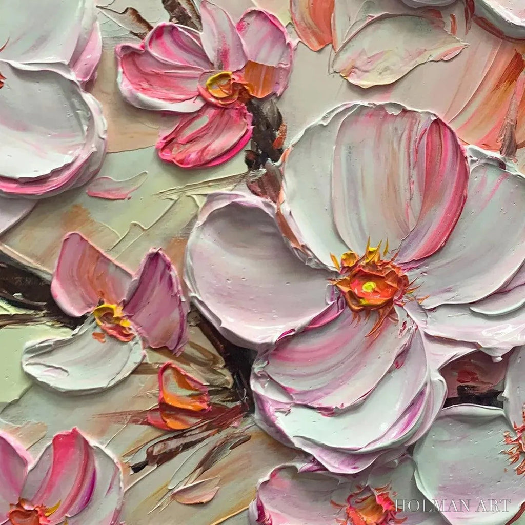 HOLMAN ART Cherry Blossom Dream – Textured Impasto Cherry Blossom Painting, Horizontal - image 3