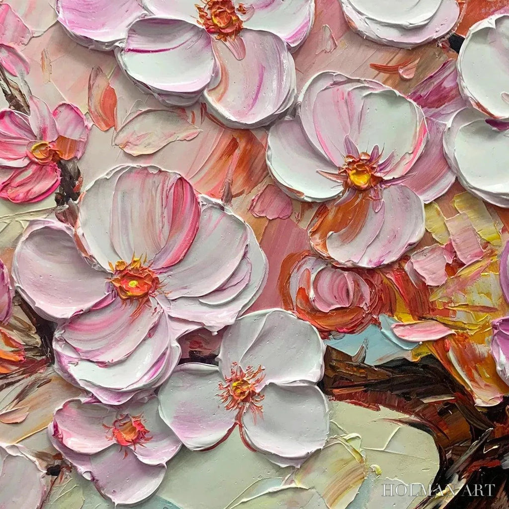 HOLMAN ART Cherry Blossom Dream – Textured Impasto Cherry Blossom Painting, Horizontal - image 6